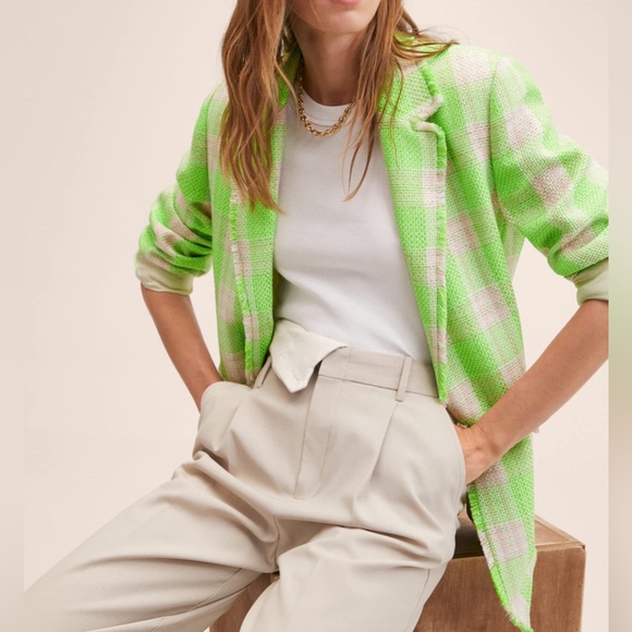 MNG | Neon Green Checkered Blazer - Picture 4 of 14